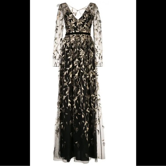 Marchesa Metallic Gold Leaf Gown - Picture 2 of 10